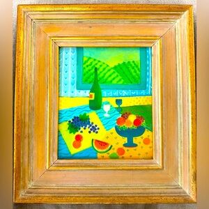 Original Oil Painting by Artist Leah Parks Vineyard View Colorful Modern Art